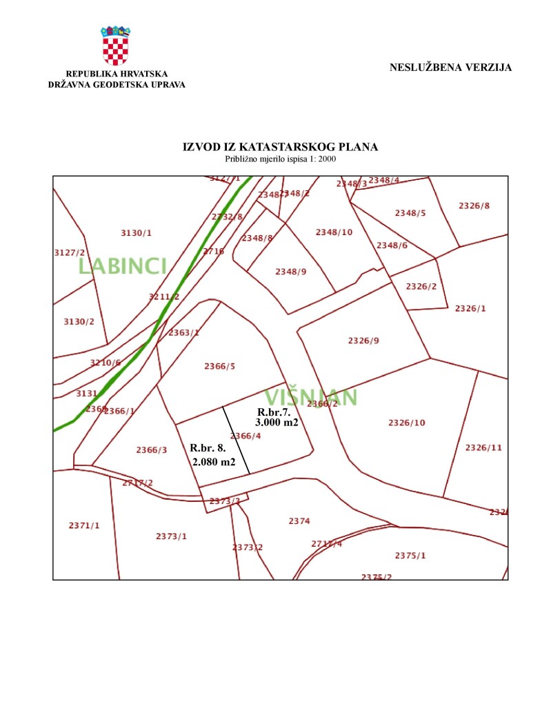 Katastarski plan za redne brojeve 7. i 8.
